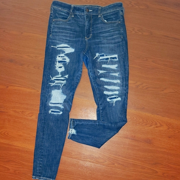 American Eagle Outfitters Denim - American Eagle super stretch hi rise destructed jeggings 10 short